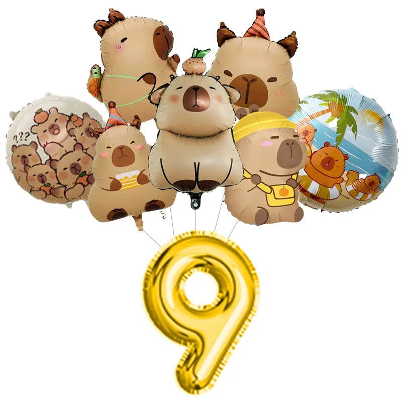 Capybara Birthday Party Decoration Happy Balloons Girl Tablecloth Tableware Surprises Cake Topper Accessories Banner Napkins Set