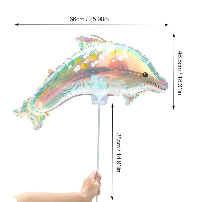 6 Colorful Dolphin Balloons, Birthday Balloons, Party Supplies, Christmas Decorations, Equipped with Balloon Sticks, Self-Sealing, Easy to Inflate, Suitable for Birthday, Anniversary Party Decorations, Gatherings, Christmas