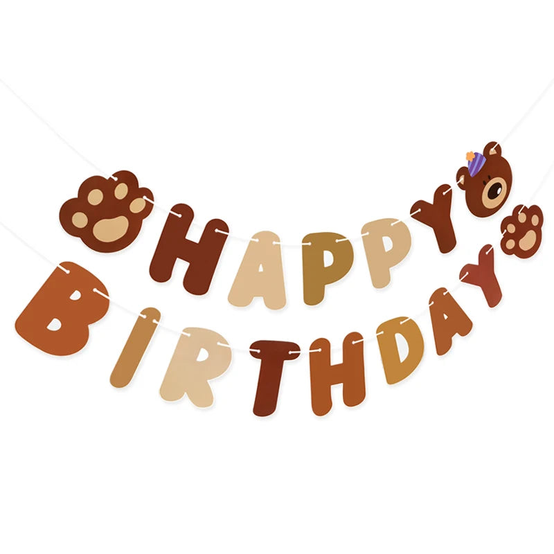 Teddybär Happy Birthday Banner Girlande – Wimpelkette für Kindergeburtstag | 5 Designs