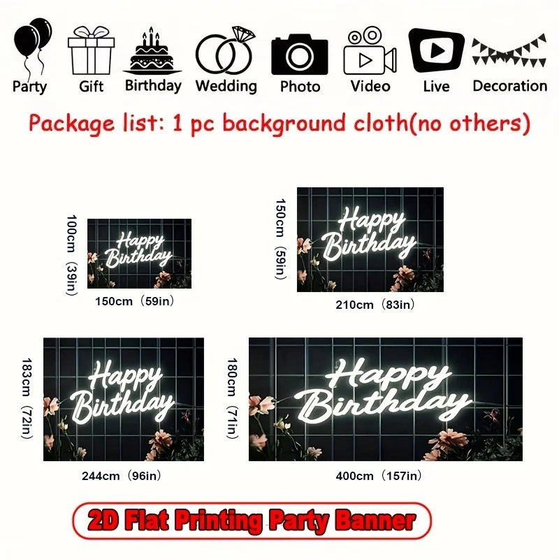 A neon sign for "Happy Birthday", suitable for home decoration, photography, weddings, birthdays, and Valentine's Day.