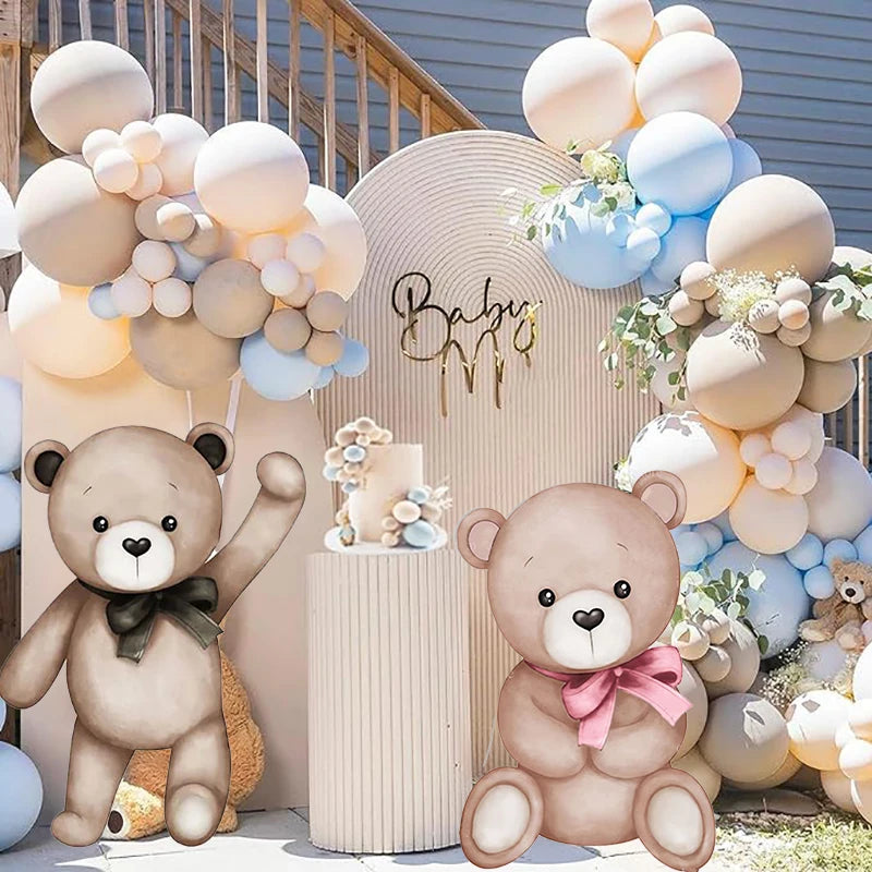 18/24/36inch Bear Birthday Party Cutouts Teddy Bear We Can Bearly Wait Backdrop KT Board  for Baby Shower Background Decor