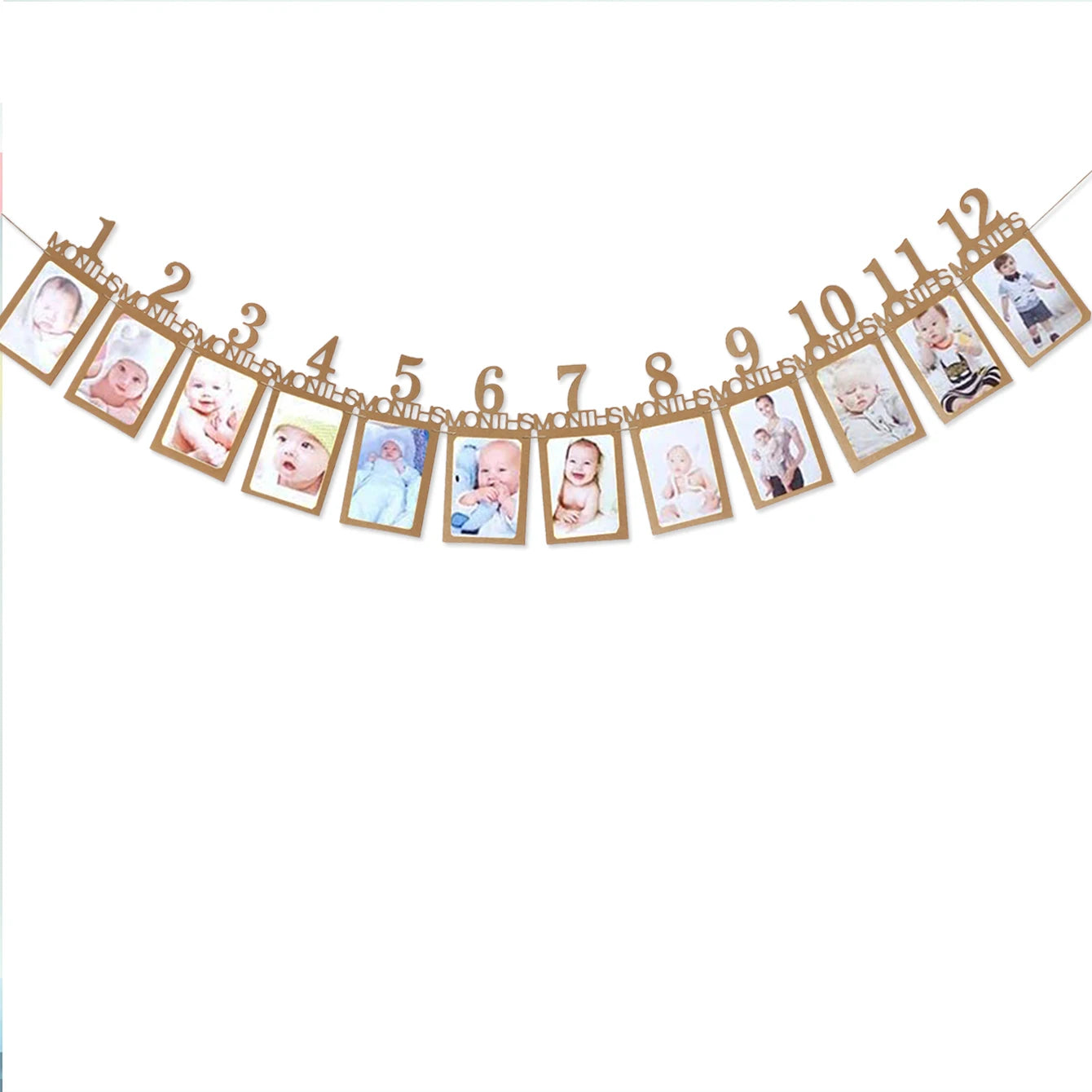 Baby Meilenstein Foto Banner 1–12 Monate – Kraftpapier Wachstumsrekord | 1. Geburtstag Fotorequisite