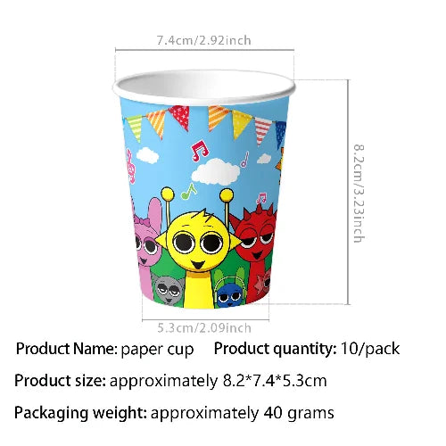 Sprunki Birthday Party Decorations Balloons Backdrop Banners Tableware Set Tablecloth Cups Plates Straws Kids Party Supplies