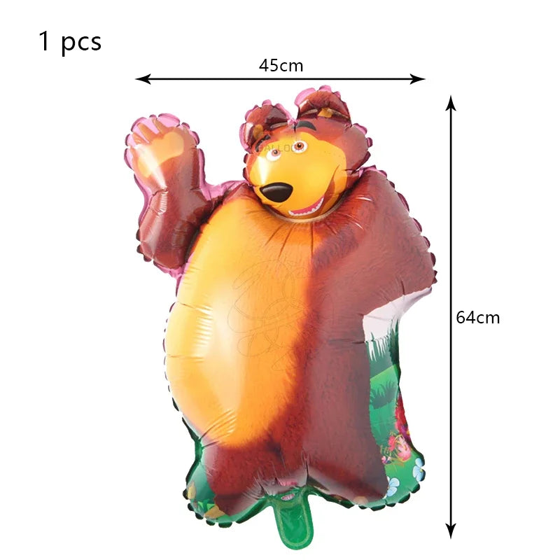 Mashas and Bear Birthday Party Decoration Cartoon Theme Balloons Kids Event Supplies Disposable Tableware Backdrop
