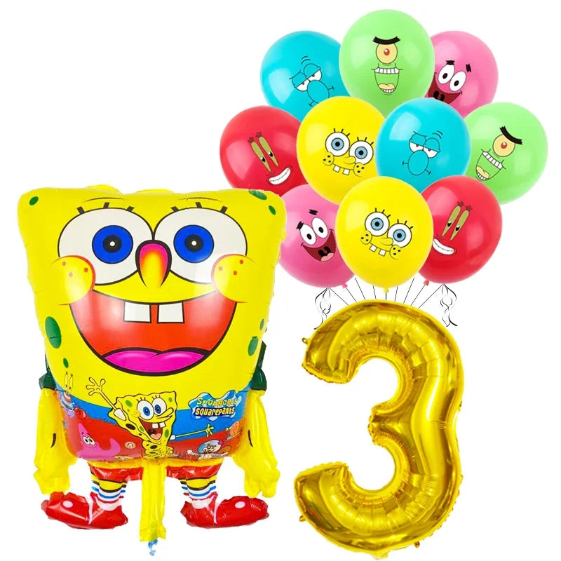 Spongebob Child party Birthday balloon set Patrick Star Foil Number Latex balloon Baby shower Party Decorations Supplies Globos