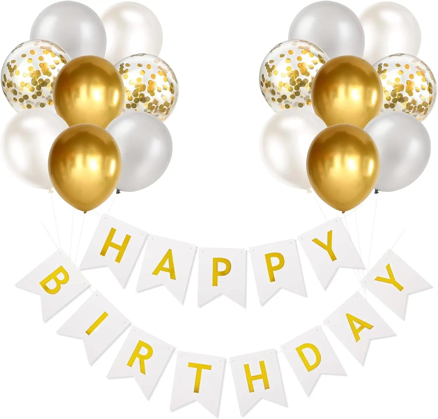 Happy Birthday Banner & Konfetti-Latexballons Set – 12 Zoll | Geburtstagsdeko für Kinder