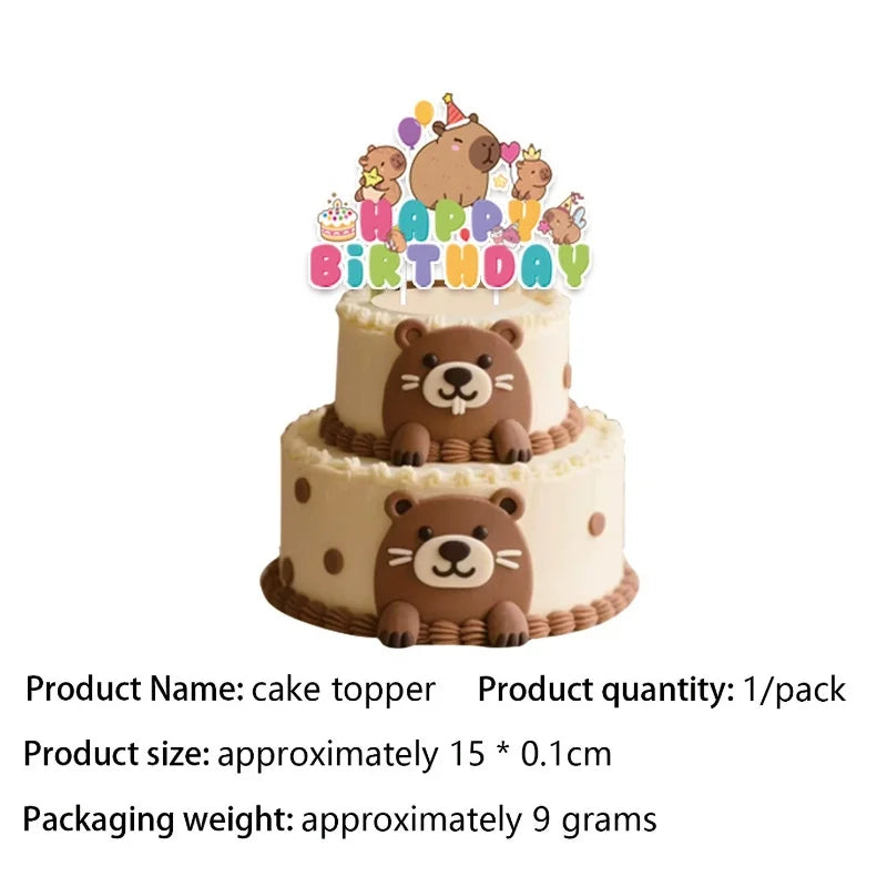 Capybara Birthday Party Decoration Happy Balloons Girl Tablecloth Tableware Surprises Cake Topper Accessories Banner Napkins Set