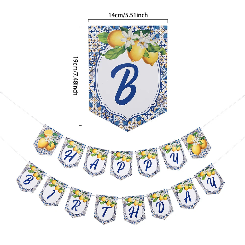 Happy Birthday Banner – Zitronen-Deko Set für Kindergeburtstag & Babyparty