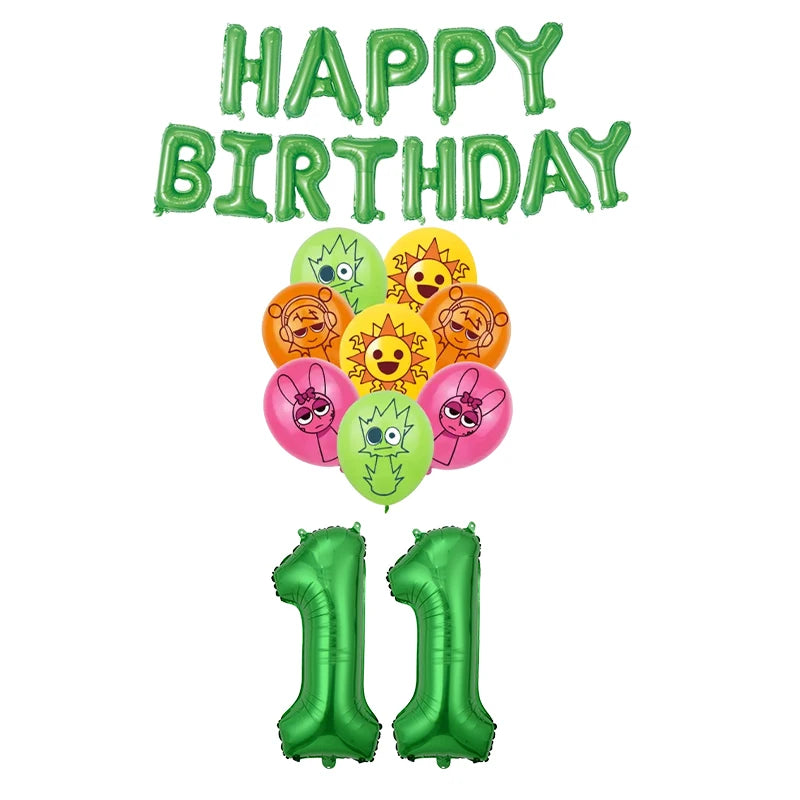 Sprunki Birthday Party Decorations Balloons Backdrop Banners Tableware Set Tablecloth Cups Plates Straws Kids Party Supplies