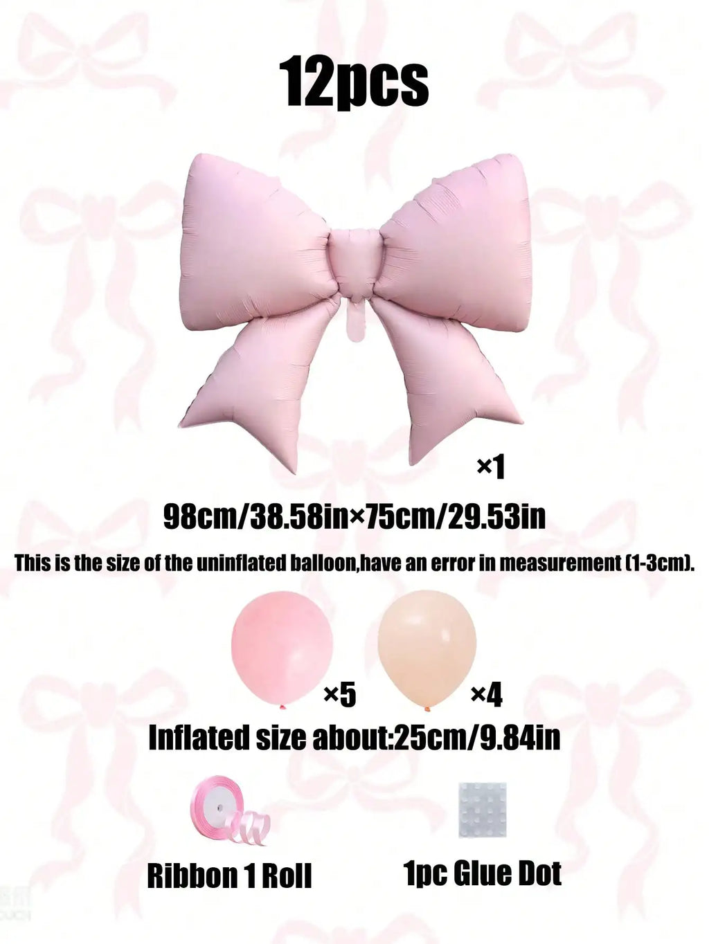 12pcs Large Decorative Balloons with Pink Bows Suitable for Wedding Decoration Birthdays and Pink Themed Parties Decor Supplies