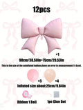 12pcs Large Decorative Balloons with Pink Bows Suitable for Wedding Decoration Birthdays and Pink Themed Parties Decor Supplies