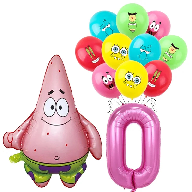 Spongebob Child party Birthday balloon set Patrick Star Foil Number Latex balloon Baby shower Party Decorations Supplies Globos