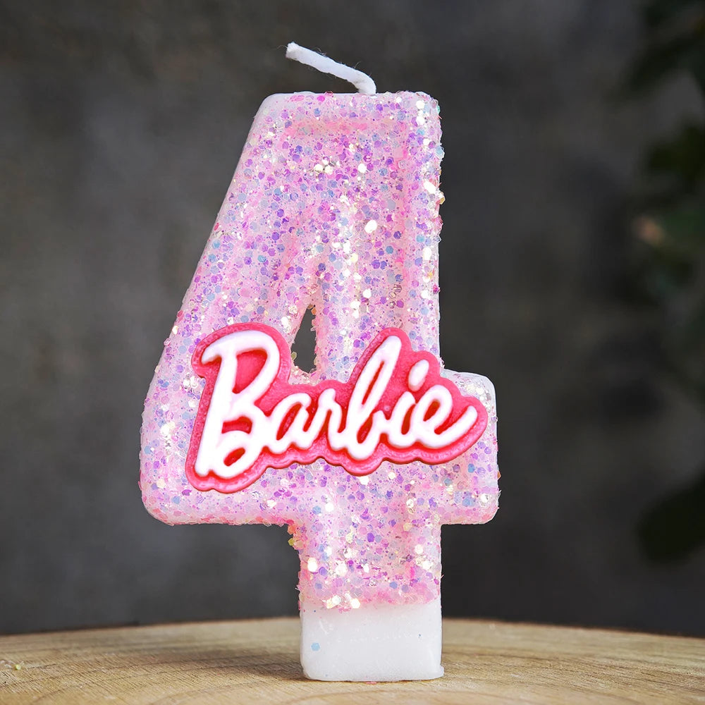 Barbiela Candle Number 0-9 Pink Red Sequin Girls Birthday Cake Decorations Baby Shower  Anniversary Party Gifts