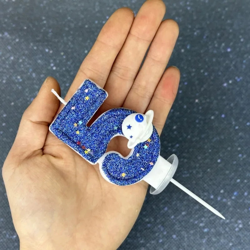 Zahlenkerze Weltraum – Blaue Planeten-Kerze für Kindergeburtstag & Torte | Ziffern 0–9