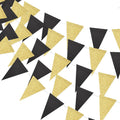 Schwarz Gold Wimpelgirlande – Dreieck Flaggen Banner | Geburtstag, Hochzeit & Abschluss Deko