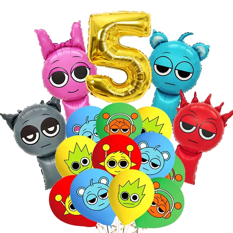 New Sprunki Birthday Party Decoration Balloons Set Kids Boys Favors Birthday Party Supplies IncredibES Tableware for Baby Shower