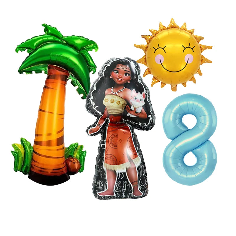 1 Set Ocean Adventure Moana Cartoon  Aluminum Balloons Kids Baby Shower Birthday Party Decoration Supplies