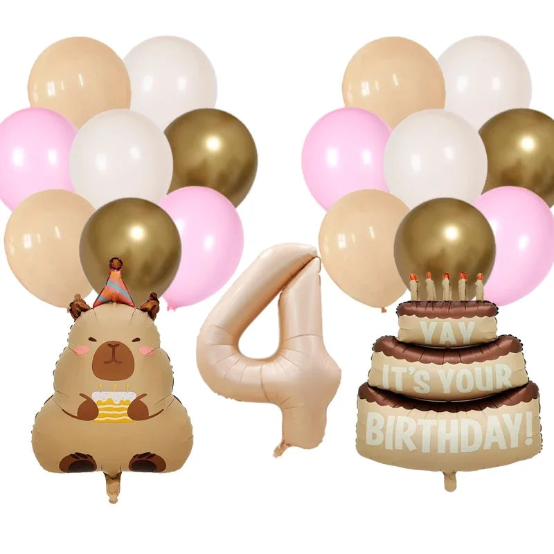 Cute Cartoon Capybara Balloon Capybara Birthday Party Decorations Caramel Foil Number Baby Shower Globos Gift Toys