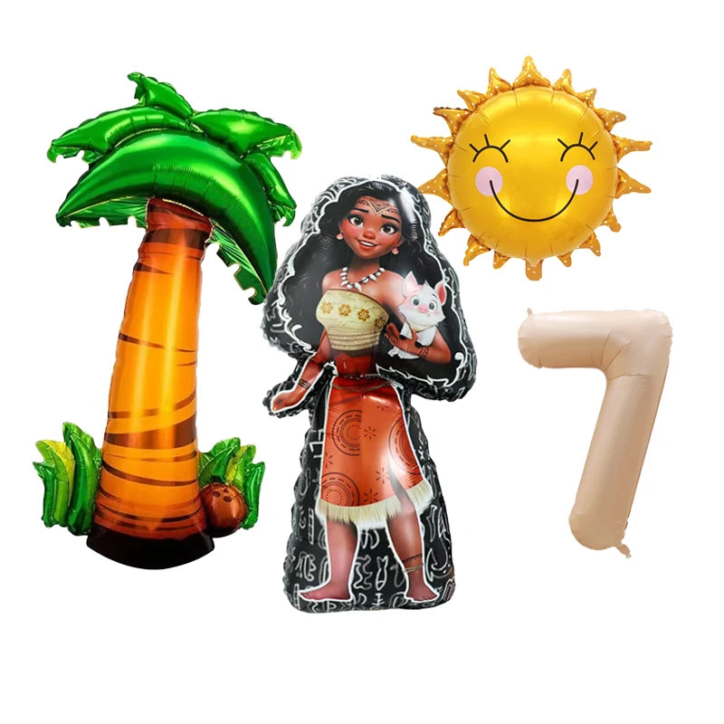 1 Set Ocean Adventure Moana Cartoon  Aluminum Balloons Kids Baby Shower Birthday Party Decoration Supplies