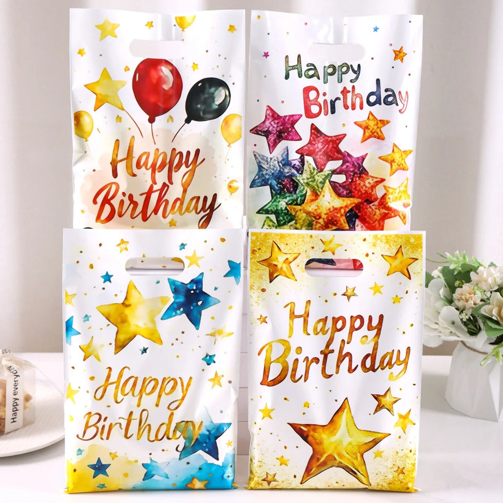 10/20/50pcs Birthday Party Candy Gift Bags Birthday Balloons Hand Bags Happy Birthday Party Decorations Kids Adults Favors Gifts