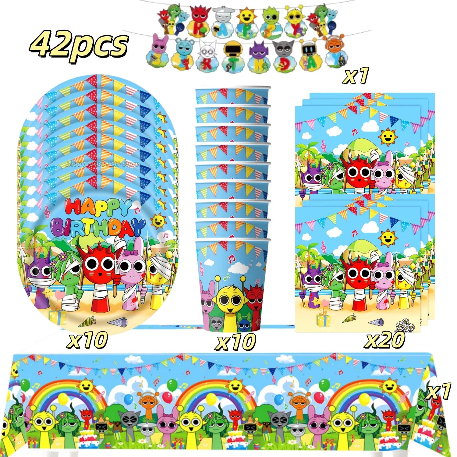 New Sprunki Birthday Party Decoration Balloons Set Kids Boys Favors Birthday Party Supplies IncredibES Tableware for Baby Shower