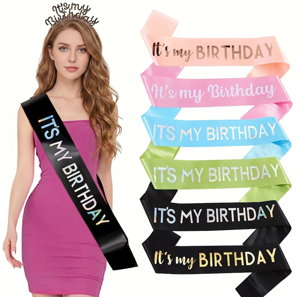 It's My Birthday Party Decoration with Strap, Etiquette Strap, Color Ding Cloth, Hot Stamped Belt, Ribbon