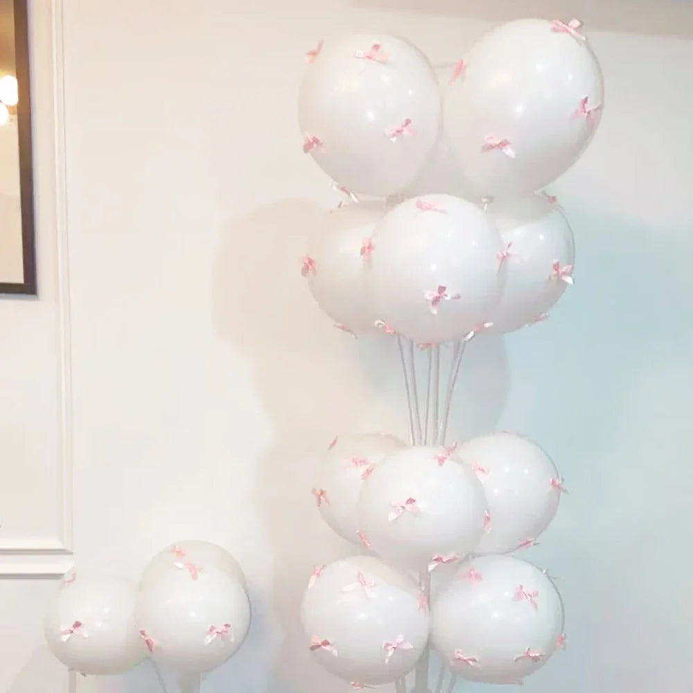 Schleifenballon Set aus Latex – Runde Ballons mit Mini-Schleife | Geburtstag, Hochzeit & Babyparty