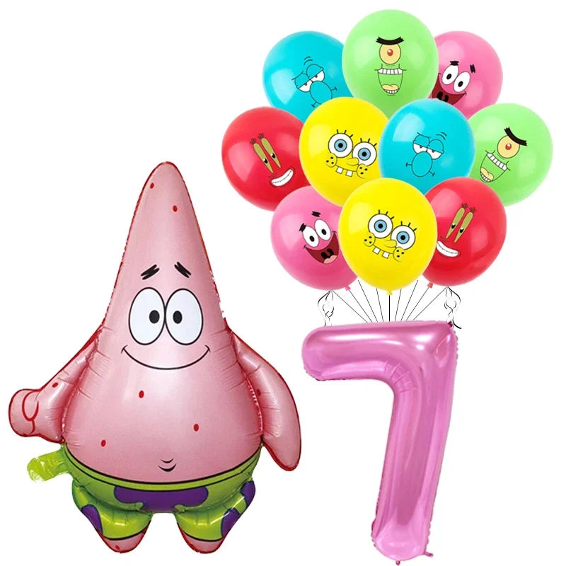 Spongebob Child party Birthday balloon set Patrick Star Foil Number Latex balloon Baby shower Party Decorations Supplies Globos