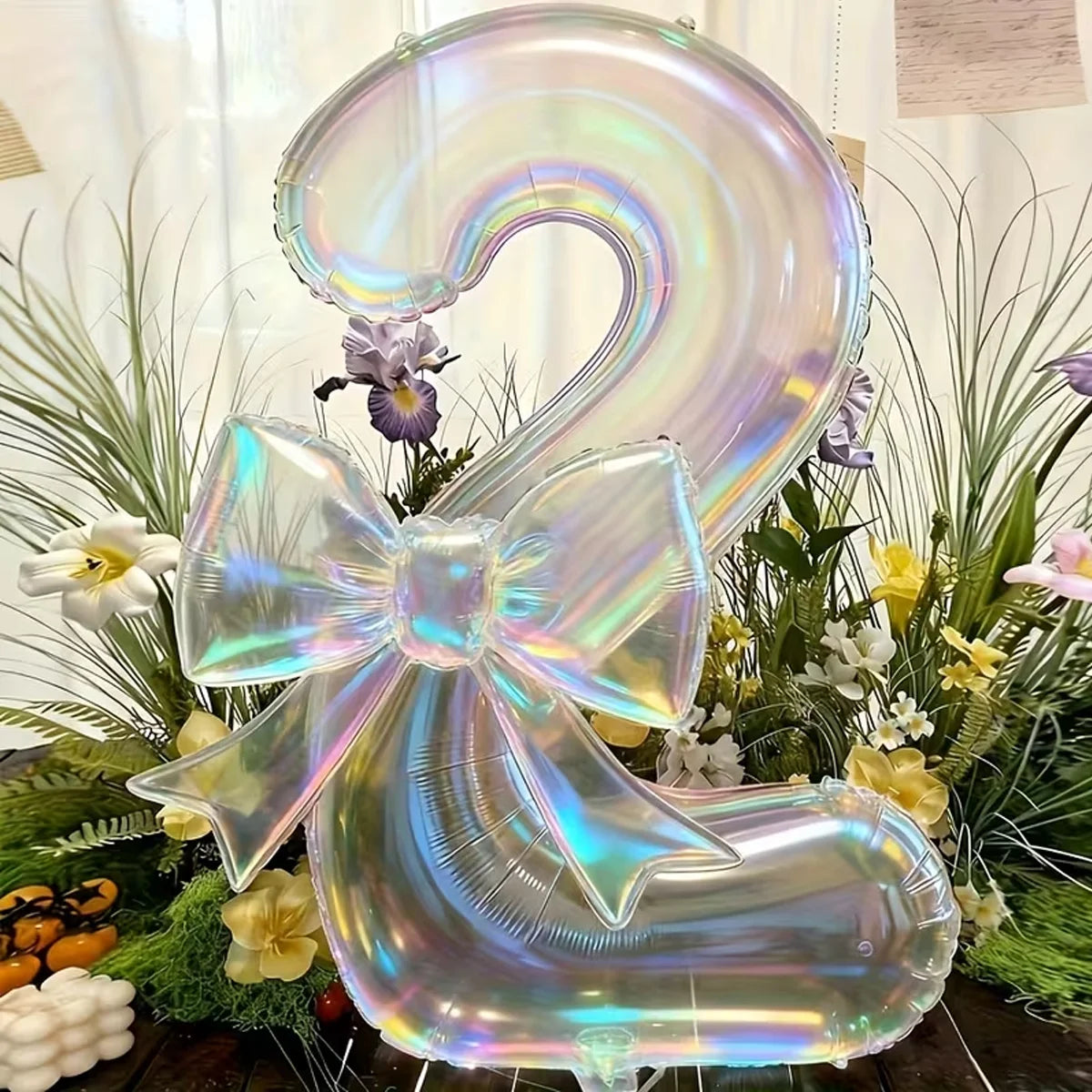 2er-Set Transparente Zahlenballons 0–9 mit Schleife – Geburtstag & Party Deko