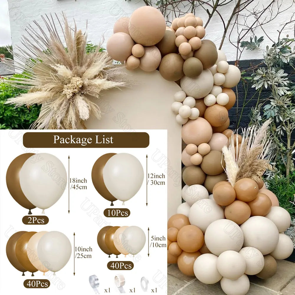 Boho Ballon-Girlande – Naturtöne Sand, Apricot & Braun | Babyparty & Geburtstag