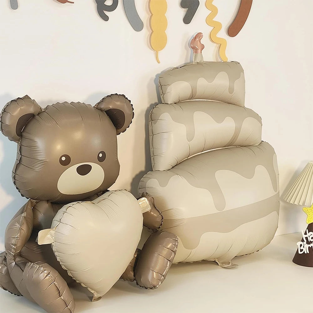 Teddybär Folienballon Set – Süßer Cartoon Bär in Rosa & Creme | Kindergeburtstag & Babyparty