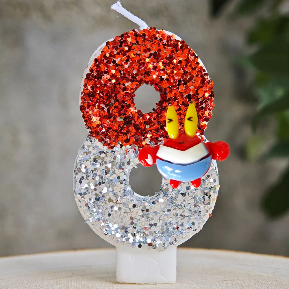 Cartoon SpongeBob Birthday Party Candles Set Cute Cake Topper Decorations for Baby Shower Birthday Cake Decor Accessories