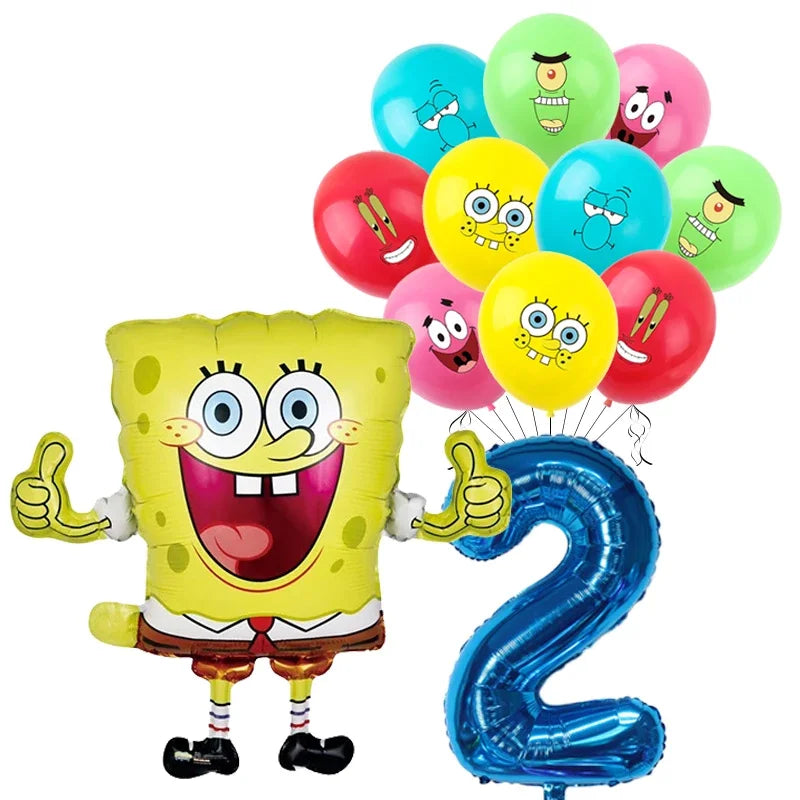 Spongebob Child party Birthday balloon set Patrick Star Foil Number Latex balloon Baby shower Party Decorations Supplies Globos