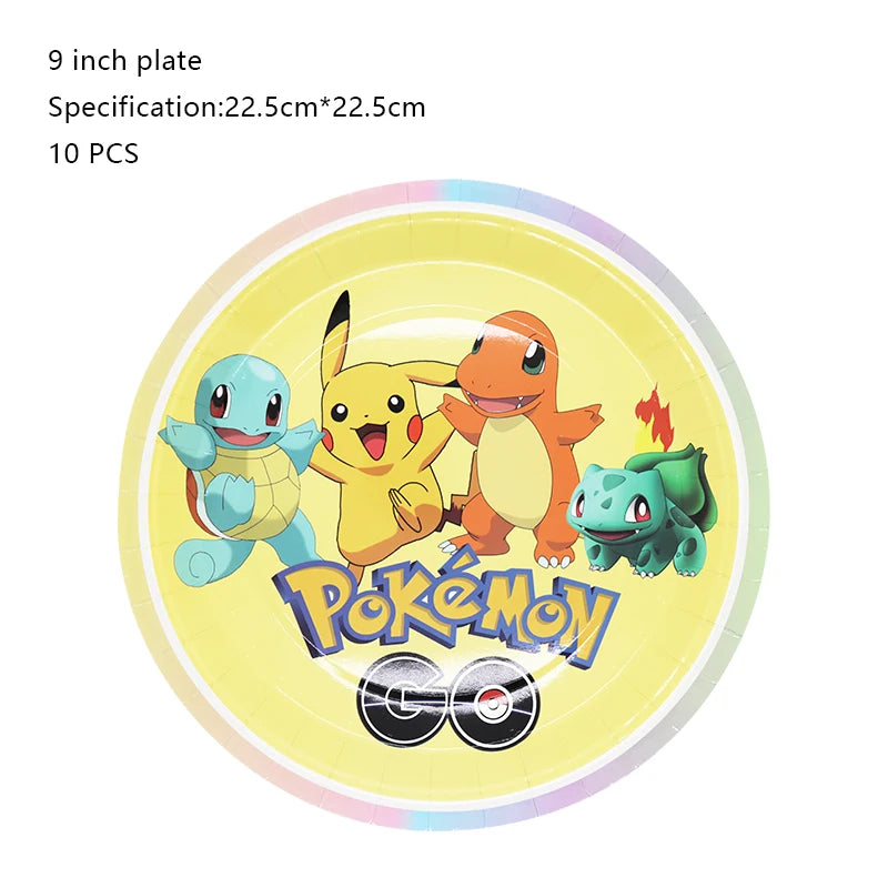 Pokemon Birthday Party Decoration New Ligntning Pikachu Balloon Kid Event Supplies Disposable Tableware Banner Backdrop Plate