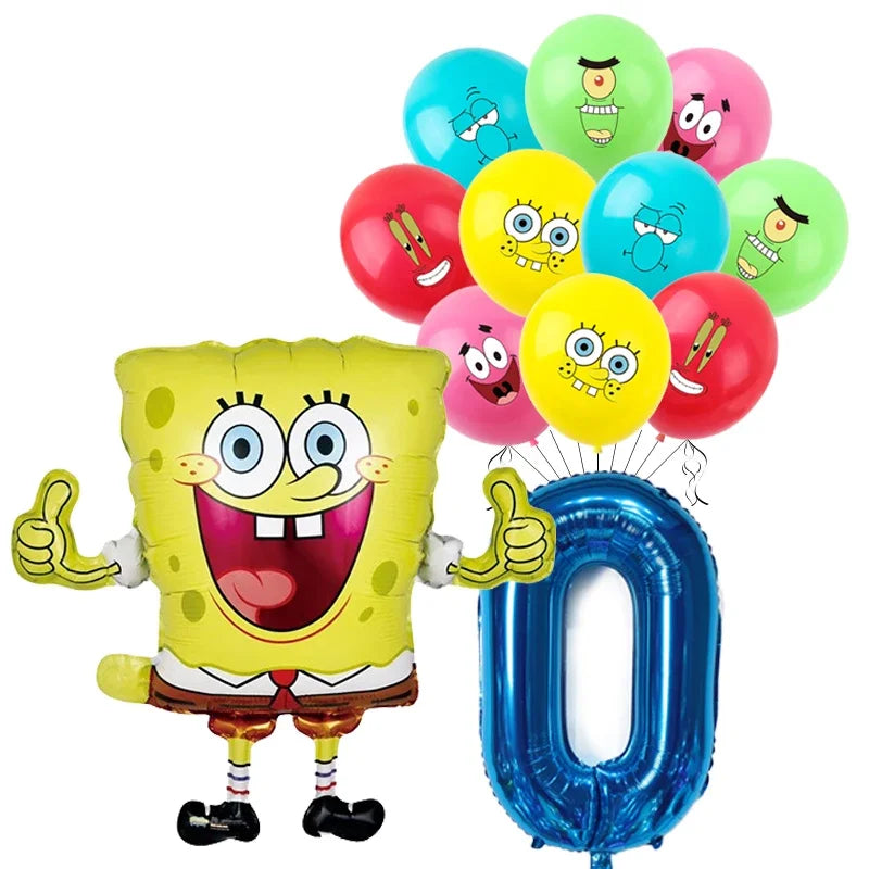 Spongebob Child party Birthday balloon set Patrick Star Foil Number Latex balloon Baby shower Party Decorations Supplies Globos