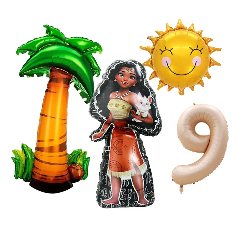 1 Set Ocean Adventure Moana Cartoon  Aluminum Balloons Kids Baby Shower Birthday Party Decoration Supplies
