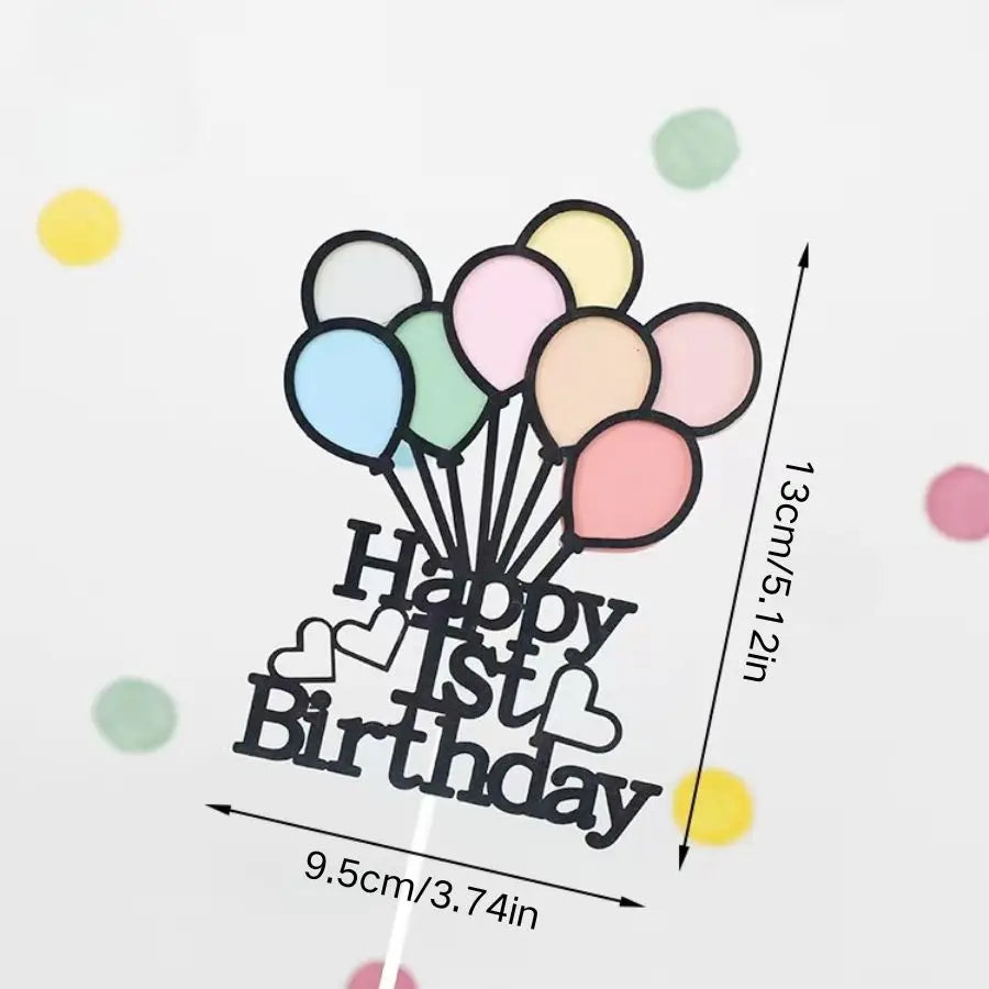 Colorful Balloons Birthday Cake Decorations Children's First Birthday Balloons Desserts Party Baking Plugins