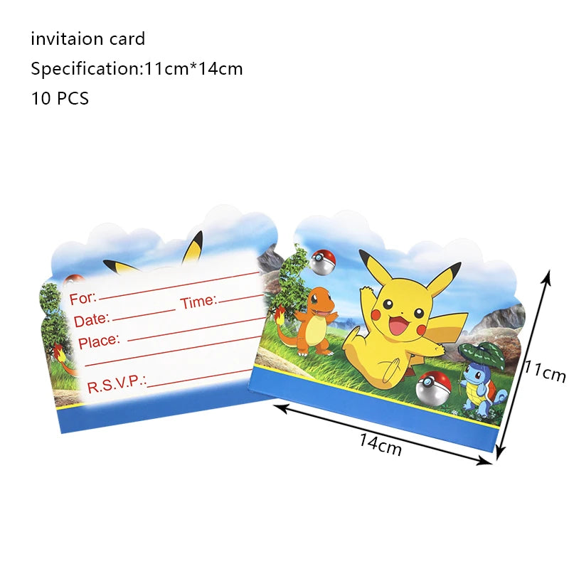 Pokemon Birthday Party Decoration New Ligntning Pikachu Balloon Kid Event Supplies Disposable Tableware Banner Backdrop Plate