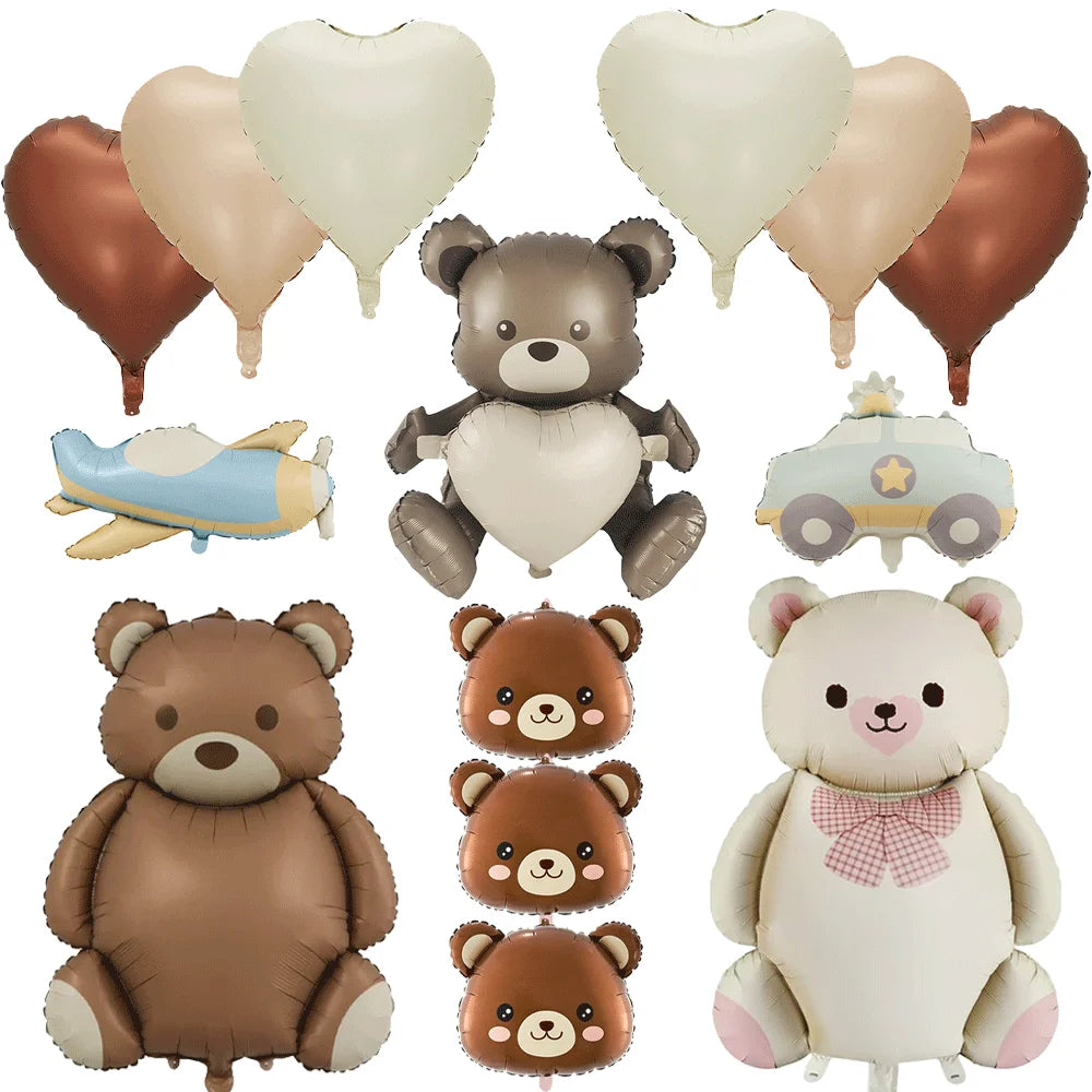 Teddybär Folienballon Set – Süßer Cartoon Bär in Rosa & Creme | Kindergeburtstag & Babyparty