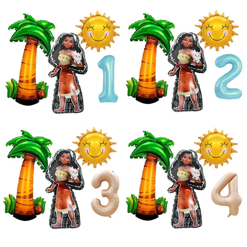 1 Set Ocean Adventure Moana Cartoon  Aluminum Balloons Kids Baby Shower Birthday Party Decoration Supplies