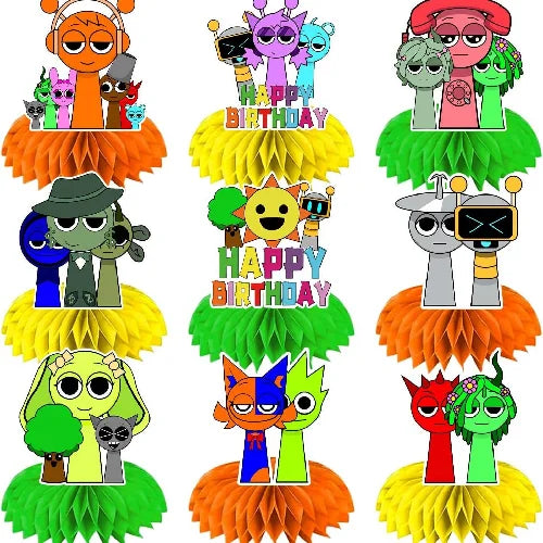 Sprunki Birthday Party Decorations Balloons Backdrop Banners Tableware Set Tablecloth Cups Plates Straws Kids Party Supplies