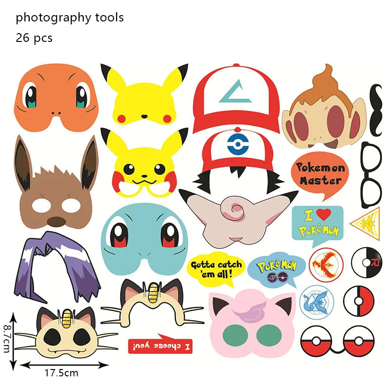 Pokemon Birthday Party Decoration New Ligntning Pikachu Balloon Kid Event Supplies Disposable Tableware Banner Backdrop Plate
