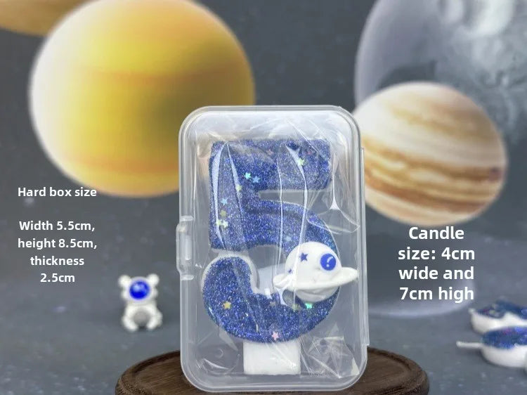 Zahlenkerze Weltraum – Blaue Planeten-Kerze für Kindergeburtstag & Torte | Ziffern 0–9