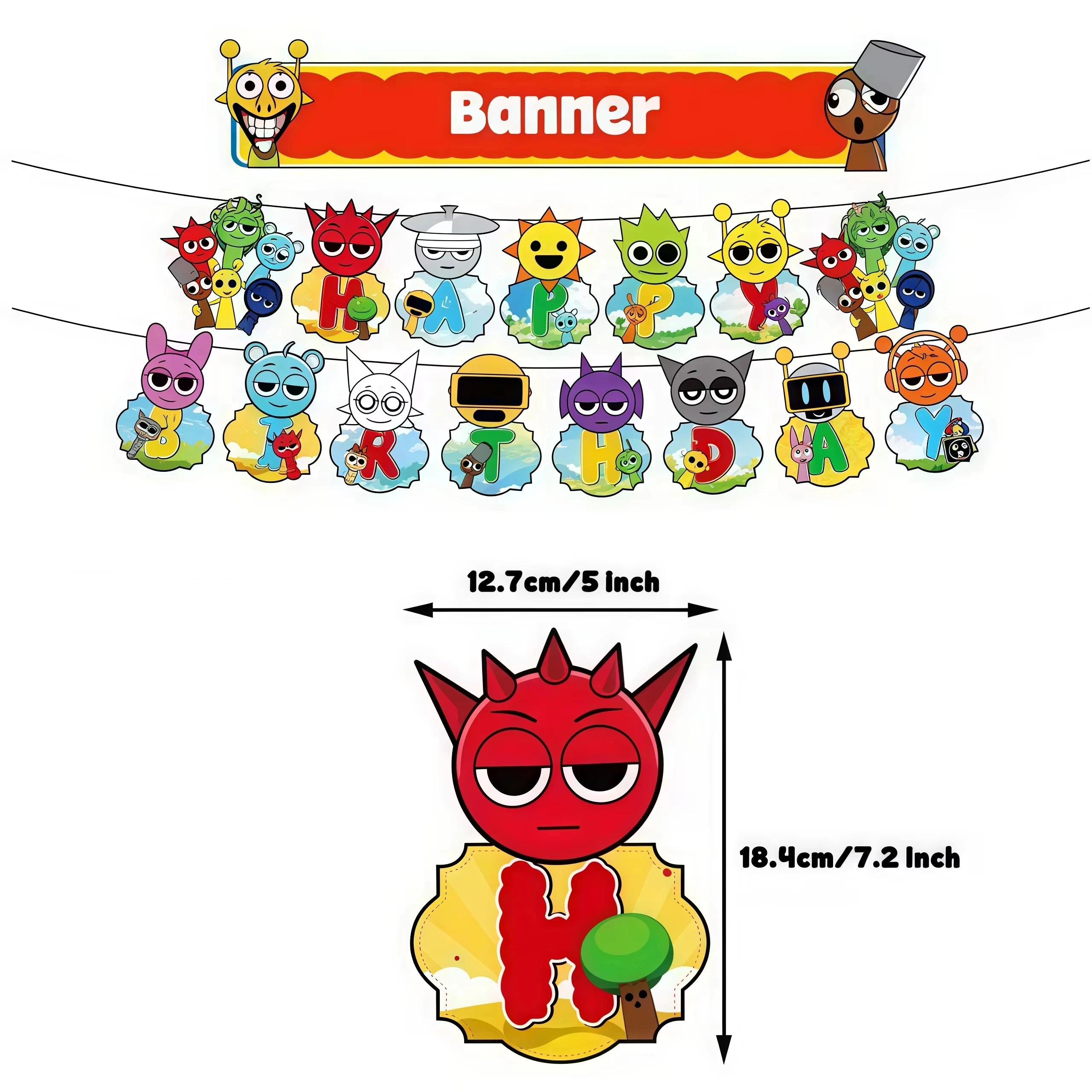 New Sprunki Birthday Party Decoration Balloons Set Kids Boys Favors Birthday Party Supplies IncredibES Tableware for Baby Shower