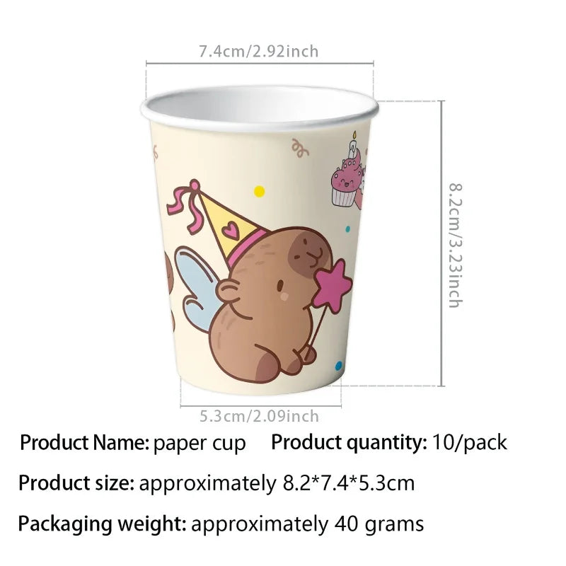 Capybara Birthday Party Decoration Happy Balloons Girl Tablecloth Tableware Surprises Cake Topper Accessories Banner Napkins Set