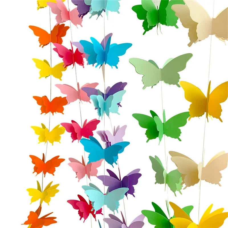 3D Schmetterling Papiergirlande – Bunte Wimpelkette für Geburtstag & Party | 2m