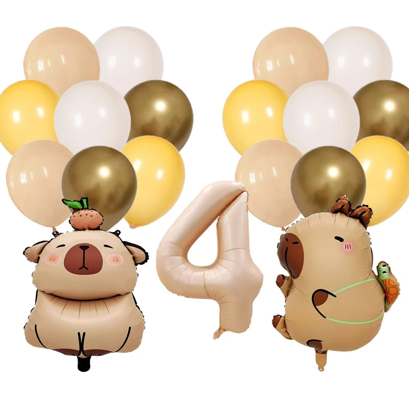 Cute Cartoon Capybara Balloon Capybara Birthday Party Decorations Caramel Foil Number Baby Shower Globos Gift Toys