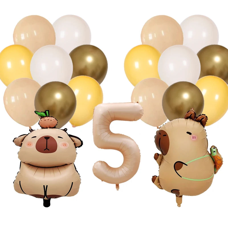Cute Cartoon Capybara Balloon Capybara Birthday Party Decorations Caramel Foil Number Baby Shower Globos Gift Toys