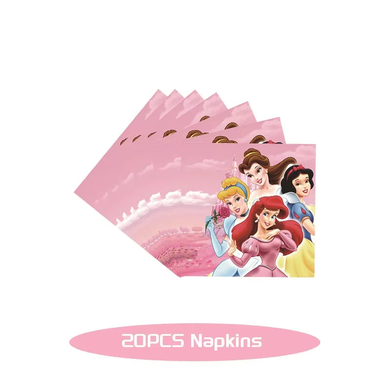 Princess Birthday Party Decorations Candy Gift Boxes Pink Princes Balloons Stickers Tableware Set Backdrop Party Favors Birthday