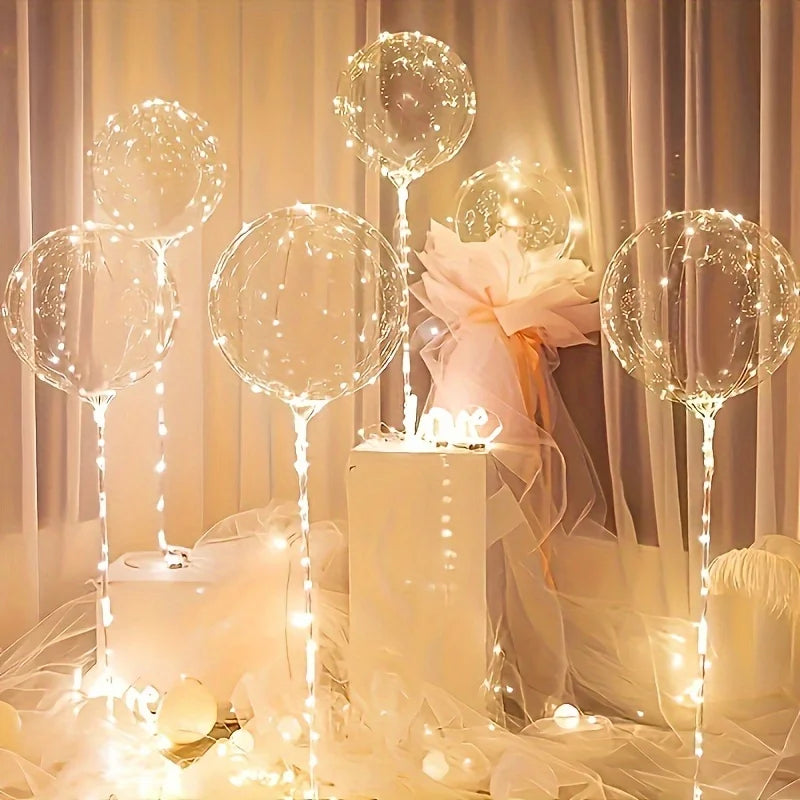 6 Led Luminous Transparent Balloons for Weddings, Birthdays, Bachelor Party (Battery Not Included), Valentine's Day, Anniversary